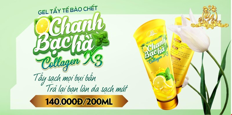 Gel Tẩy Tế Bào Chết Chanh & Bạc Hà Collagen X3