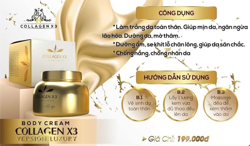 Bộ Đôi Dưỡng Trắng Kem Body & Tắm Trắng Collagen X3