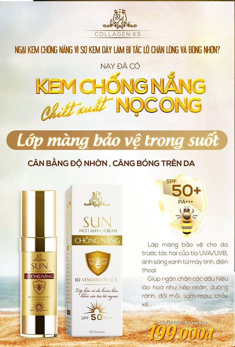 Kem Chống Nắng Nọc Ong Collagen X3