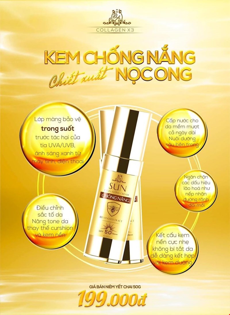 Kem Chống Nắng Nọc Ong Collagen X3