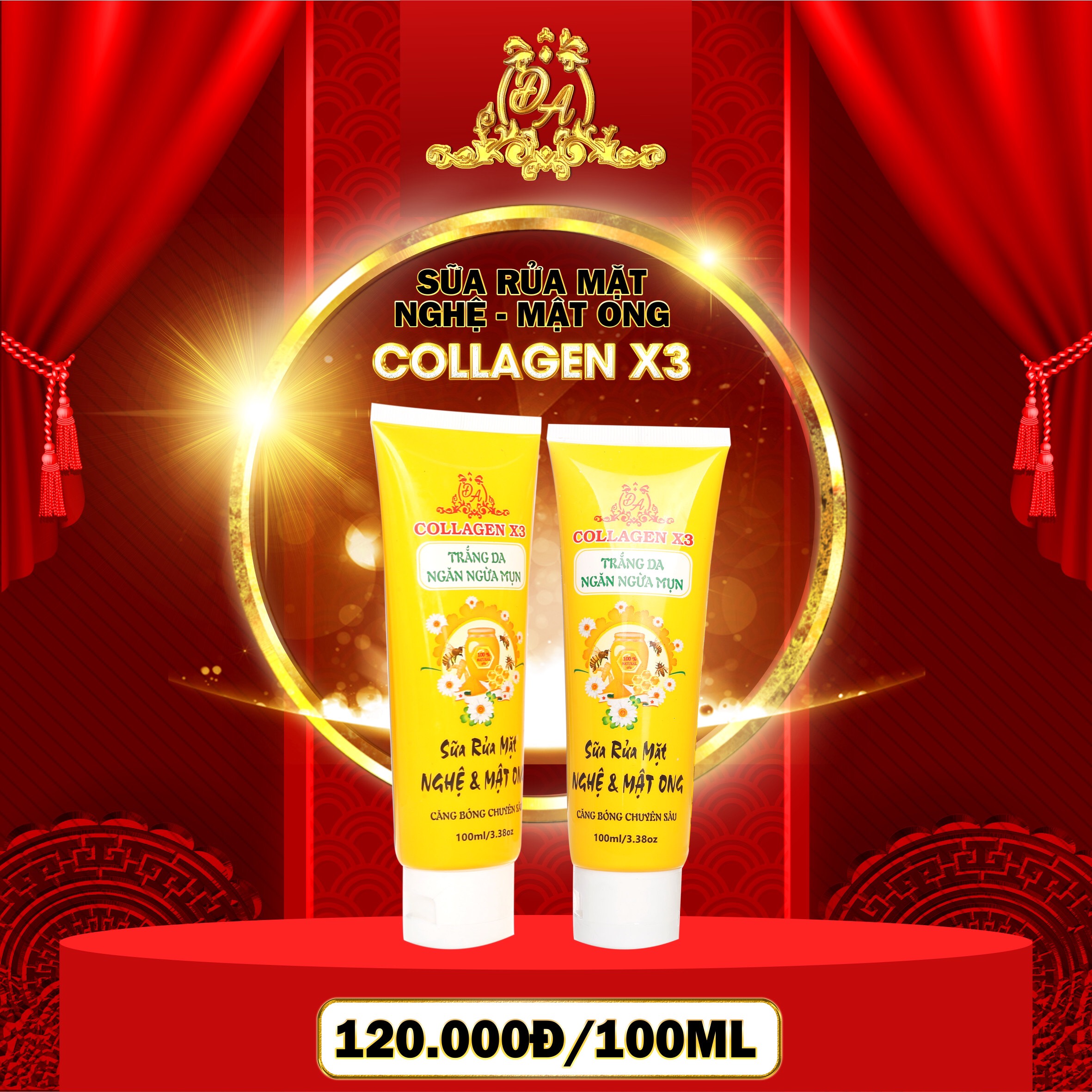 Sữa Rửa Mặt Nghệ Mật Ong Collagen X3