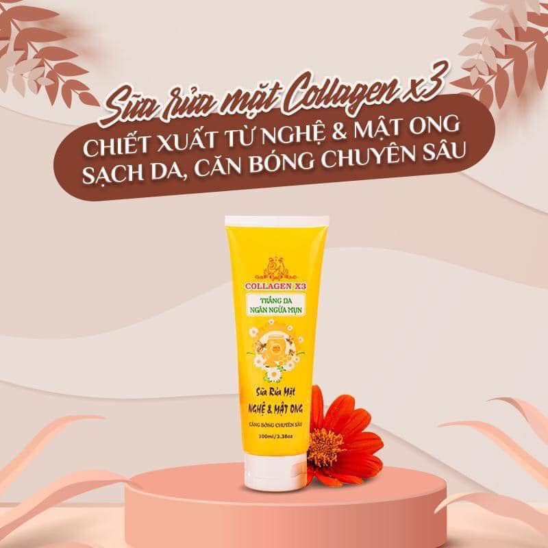 Sữa Rửa Mặt Nghệ Mật Ong Collagen X3