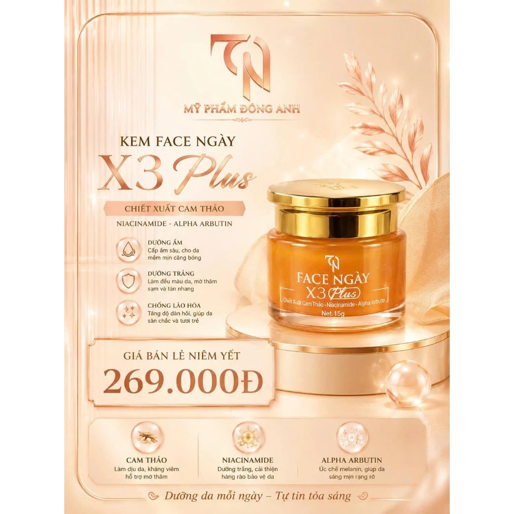 Kem Face Ngày X3 Plus Đông Anh Chiết Xuất Cam Thảo, Dưỡng Trắng, Cấp 