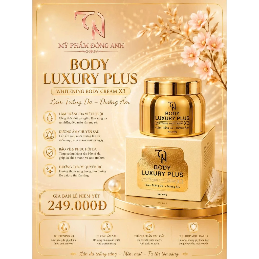 Kem Body Luxury Plus Đông Anh 140g Dưỡng Trắng, Cấp Ẩm Chuyên Sâu Giúp