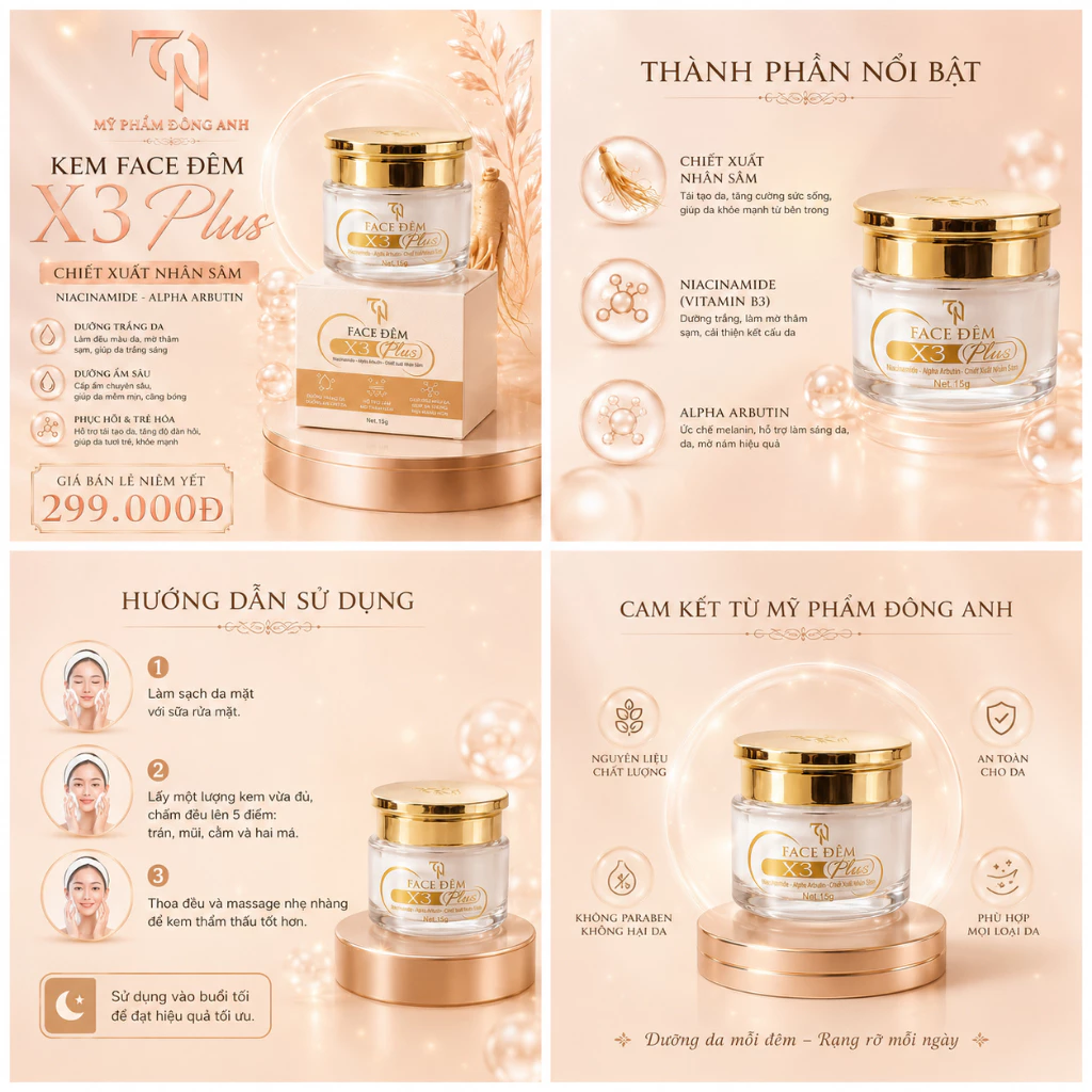 Kem Face Đêm Đông Anh Dưỡng Trắng, Phục Hồi và Trẻ Hóa Da Phiên Bản Mớ