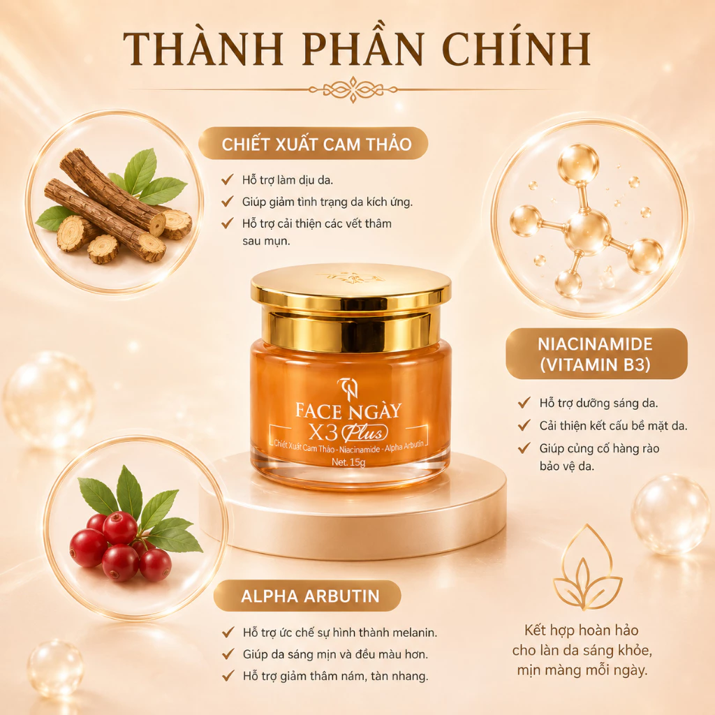 Kem Face Ngày X3 Plus Đông Anh Chiết Xuất Cam Thảo, Dưỡng Trắng, Cấp 