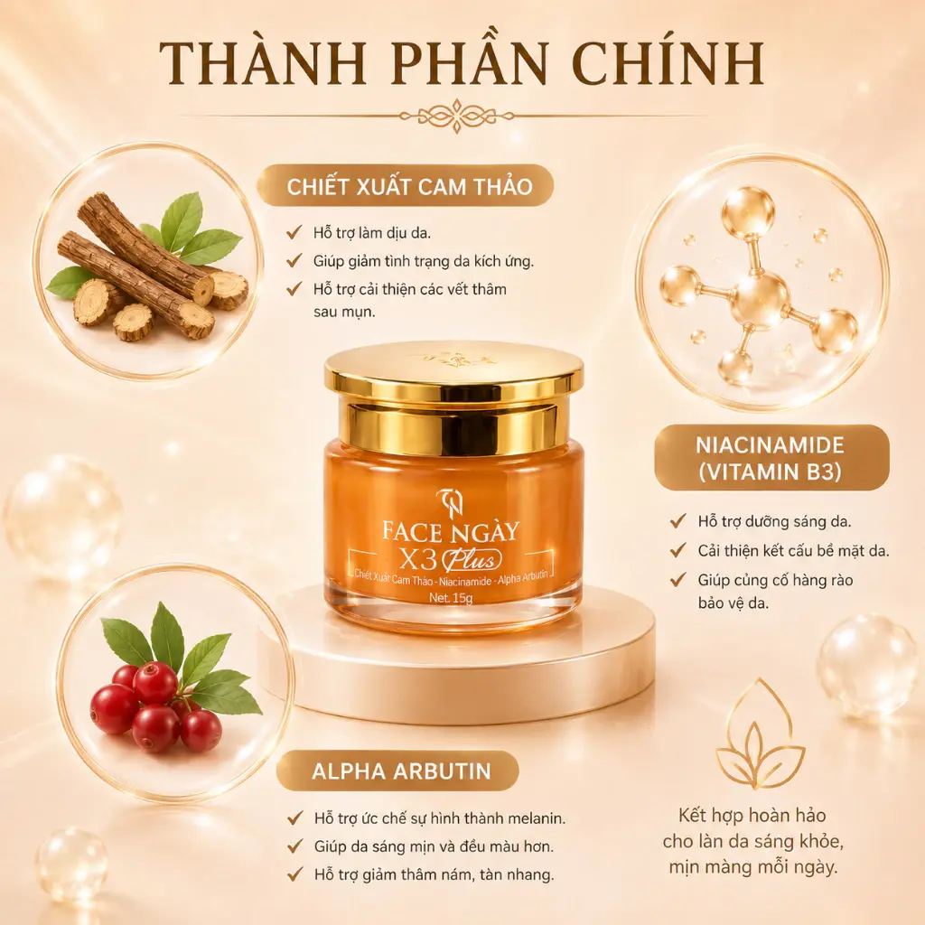 Kem Face Ngày X3 Plus Đông Anh Chiết Xuất Cam Thảo, Dưỡng Trắng, Cấp 