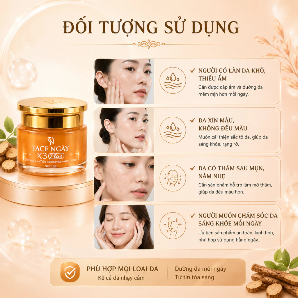 Kem Face Ngày X3 Plus Đông Anh Chiết Xuất Cam Thảo, Dưỡng Trắng, Cấp 