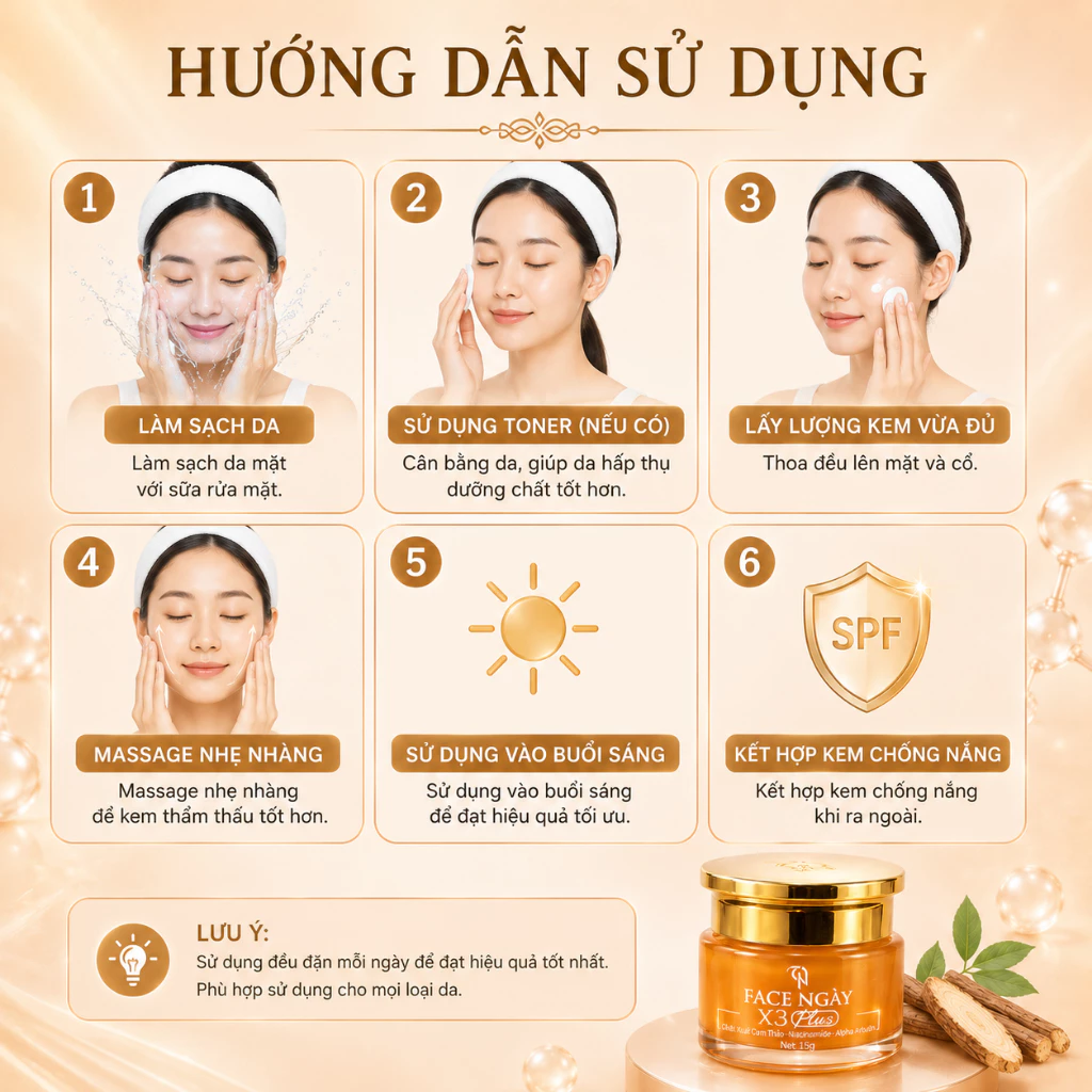 Kem Face Ngày X3 Plus Đông Anh Chiết Xuất Cam Thảo, Dưỡng Trắng, Cấp 