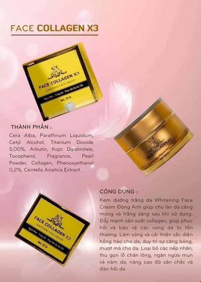 Bảng thành phần của kem Collagen X3